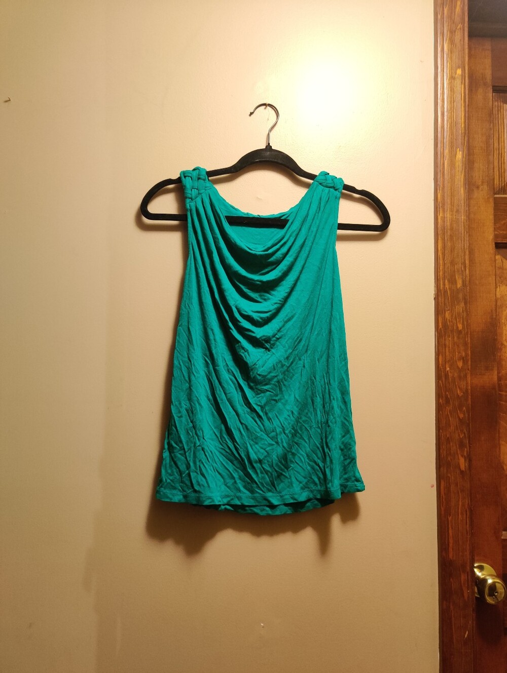 Y2K Mossimo Emerald Green Braided Racerback Cowl Neck Tank Top Size XS